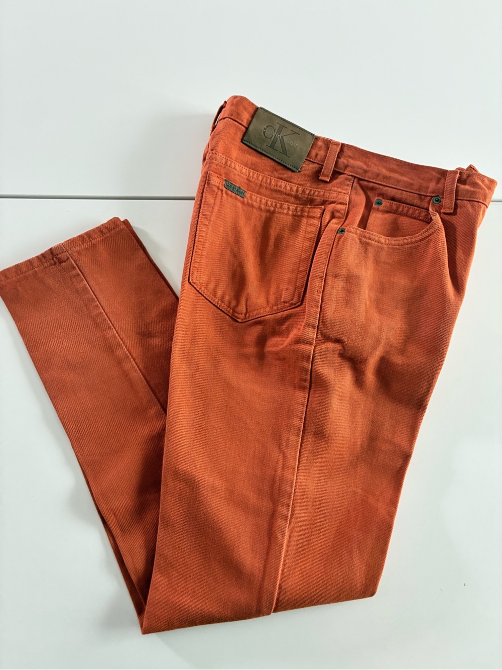 VTG CK JEANS 12 TERRACOTTA 💯 COTTON WOMENS HIGH WAISTED STRAIGHT LEG CLASSIC FIT